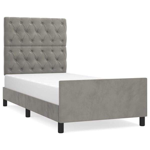 vidaXL sengeramme med sengegavl 80x200 cm fløjl lysegrå