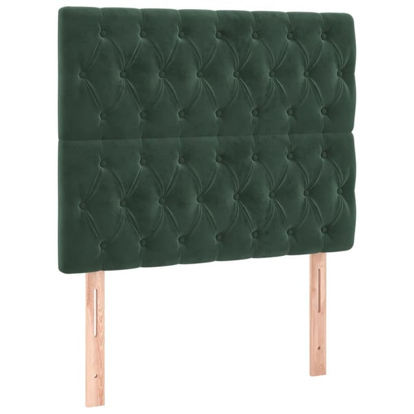 vidaXL sengeramme med sengegavl 100x200 cm fløjl mørkegrøn