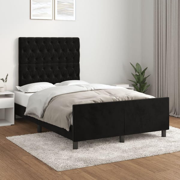 vidaXL sengeramme med sengegavl 120x200 cm fløjl sort