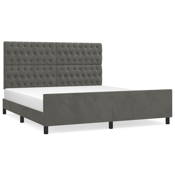 vidaXL sengeramme med sengegavl 180x200 cm fløjl mørkegrå