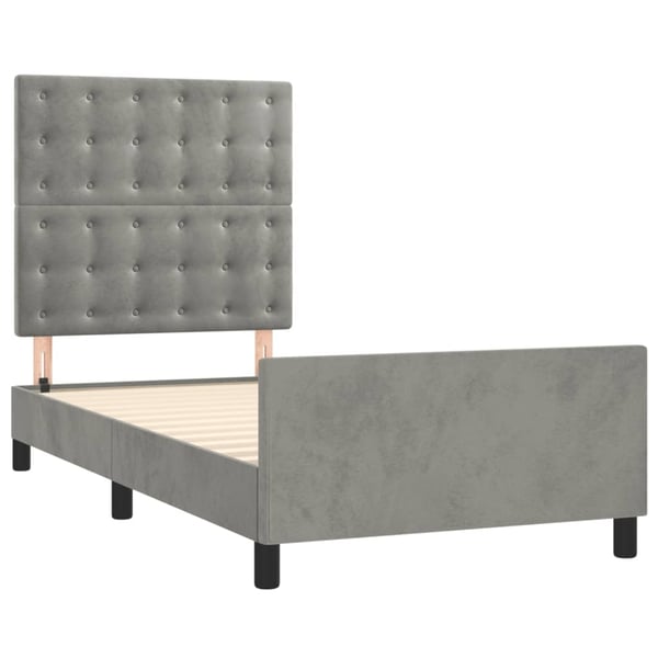vidaXL sengeramme med sengegavl 80x200 cm fløjl lysegrå