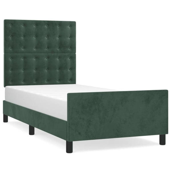 vidaXL sengeramme med sengegavl 80x200 cm fløjl mørkegrøn