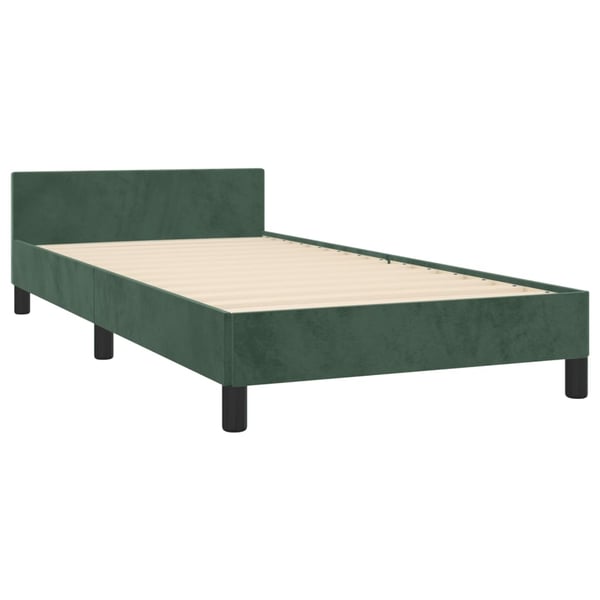 vidaXL sengeramme med sengegavl 100x200 cm fløjl mørkegrøn