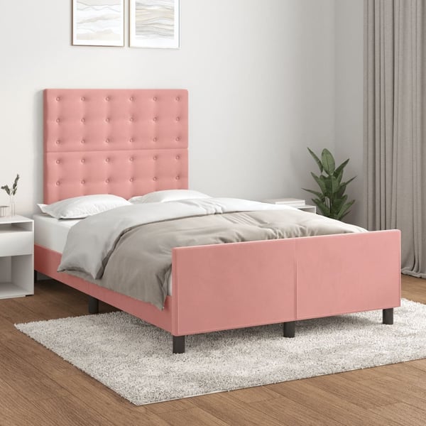vidaXL sengeramme med sengegavl 120x200 cm fløjl pink
