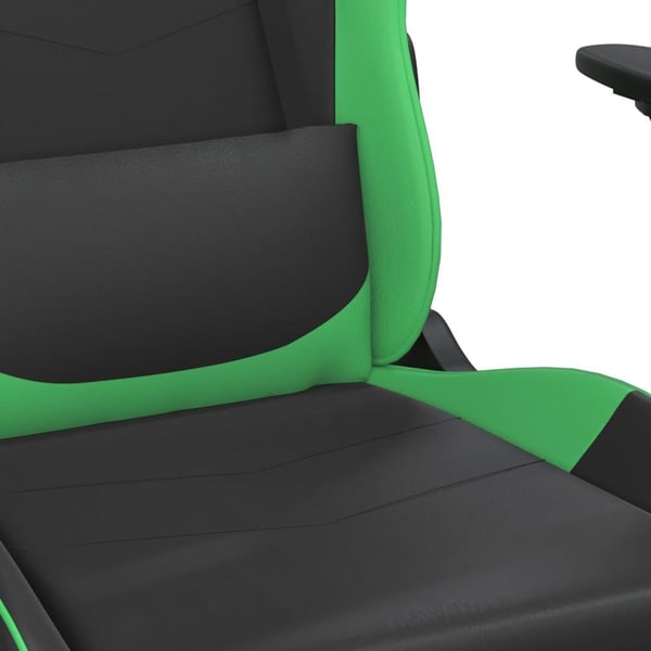 vidaXL gamingstol m. massagefunktion og fodstøtte kunstlæder sort grøn