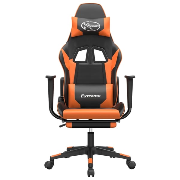 vidaXL gamingstol m. massage og fodstøtte kunstlæder sort og orange