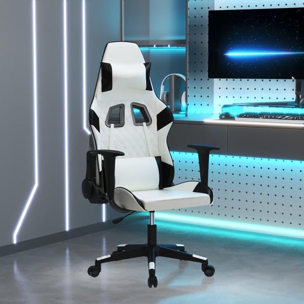vidaXL gamingstol m. massagefunktion kunstlæder hvid og sort