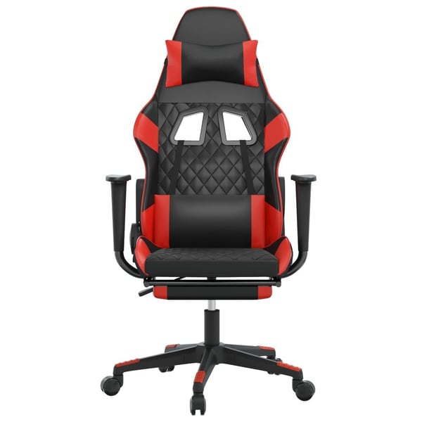 vidaXL gamingstol m. massagefunktion og fodstøtte kunstlæder sort rød