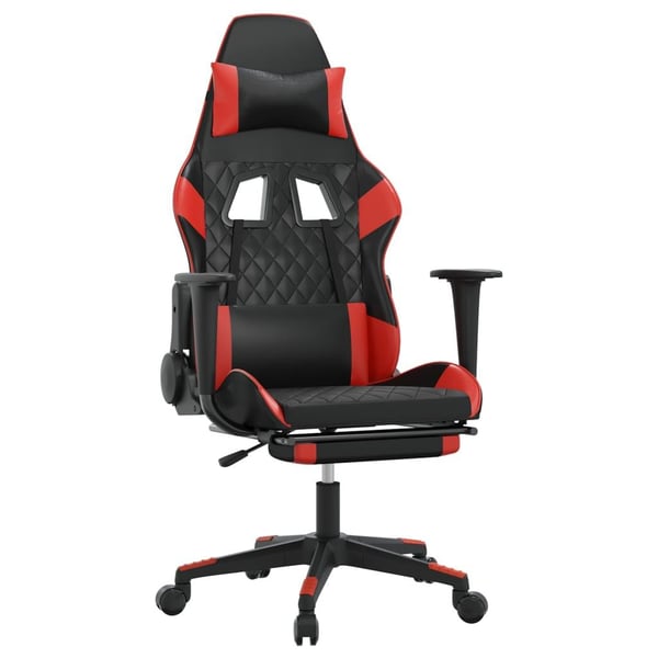 vidaXL Gamingstol med massage och fotstöd svart och röd konstläder