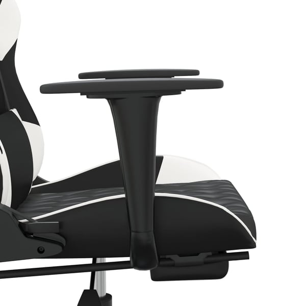 vidaXL gamingstol m. massagefunktion og fodstøtte kunstlæder sort hvid