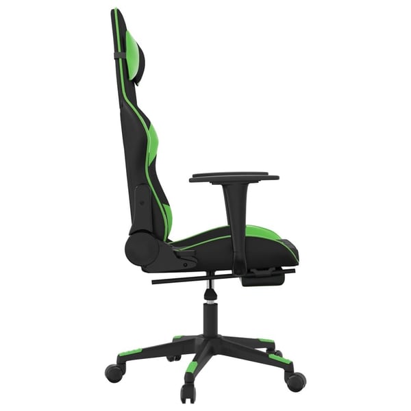 vidaXL gamingstol m. massagefunktion og fodstøtte kunstlæder sort grøn