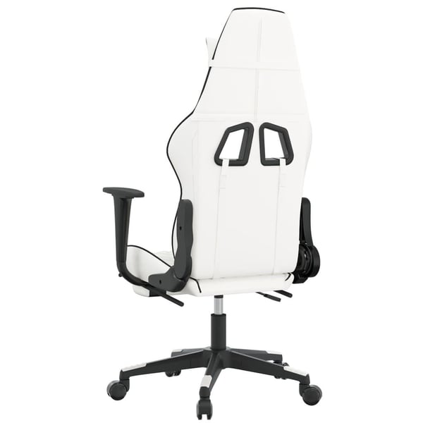 vidaXL gamingstol m. massage og fodstøtte kunstlæder hvid sort