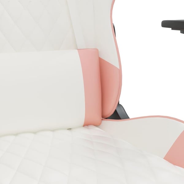 vidaXL Gamingstol med massage och fotstöd vit och rosa konstläder