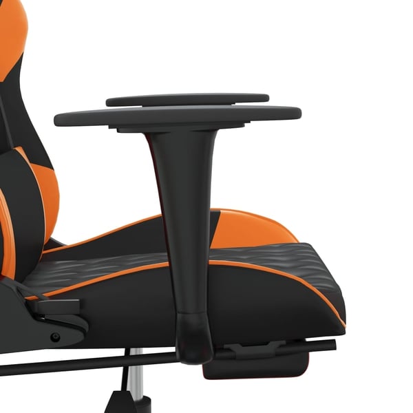 vidaXL gamingstol m. massage og fodstøtte kunstlæder sort og orange