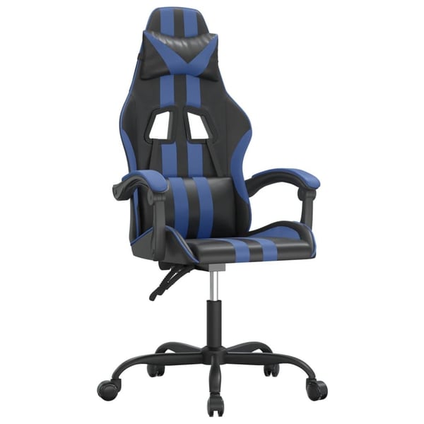 vidaXL drejelig gamingstol kunstlæder sort og blå