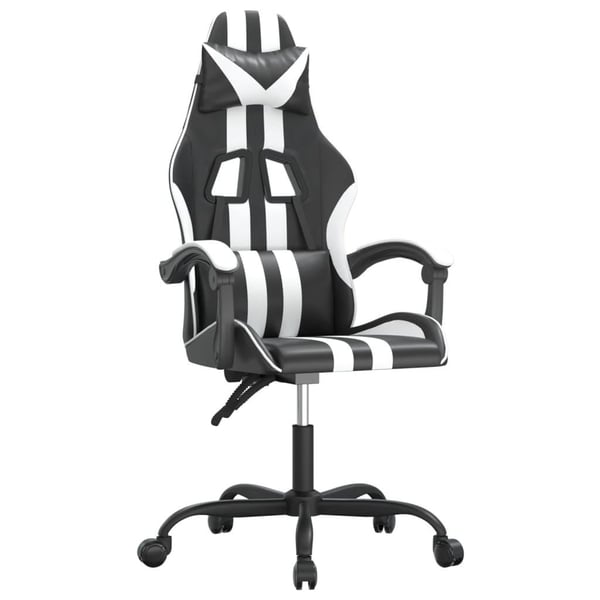 vidaXL drejelig gamingstol kunstlæder sort og hvid