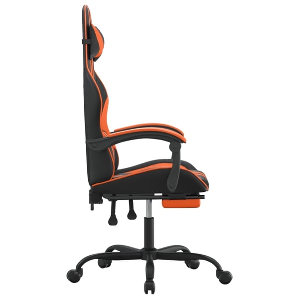 vidaXL drejelig gamingstol med fodstøtte kunstlæder sort og orange