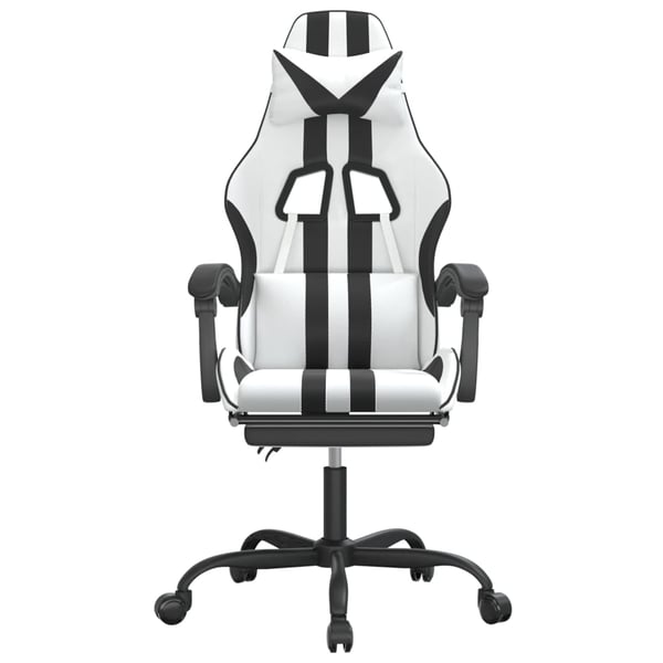 vidaXL drejelig gamingstol med fodstøtte kunstlæder hvid sort