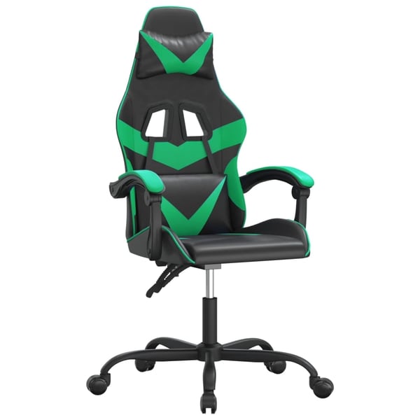 vidaXL drejelig gamingstol kunstlæder sort og grøn