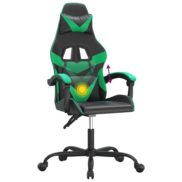 vidaXL drejelig gamingstol kunstlæder sort og grøn