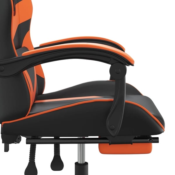 vidaXL drejelig gamingstol med fodstøtte kunstlæder sort og orange
