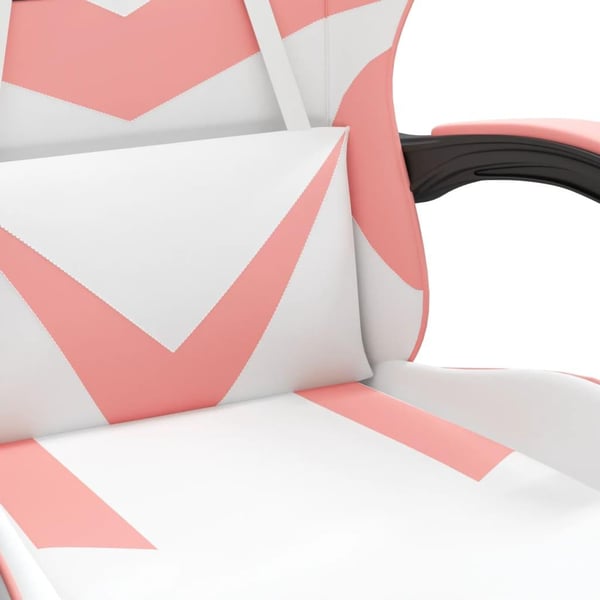 vidaXL drejelig gamingstol med fodstøtte kunstlæder hvid og pink