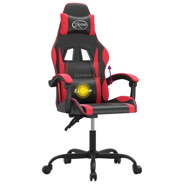 vidaXL drejelig gamingstol kunstlæder sort og rød