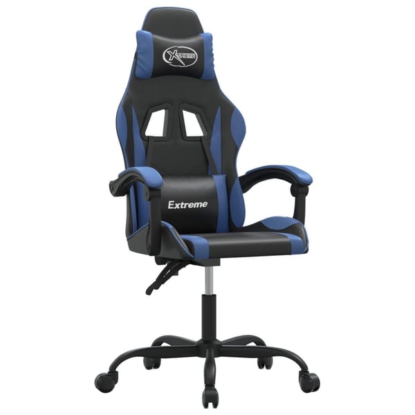 vidaXL Snurrbar gamingstol svart och blå konstläder