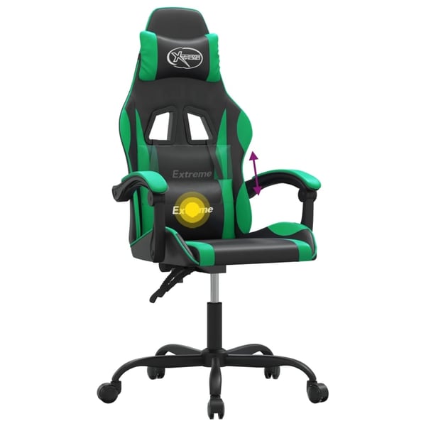 vidaXL drejelig gamingstol kunstlæder sort og grøn
