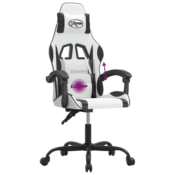 vidaXL drejelig gamingstol kunstlæder hvid og sort