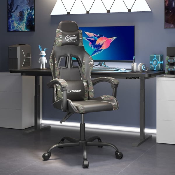 vidaXL drejelig gamingstol kunstlæder sort og camouflage
