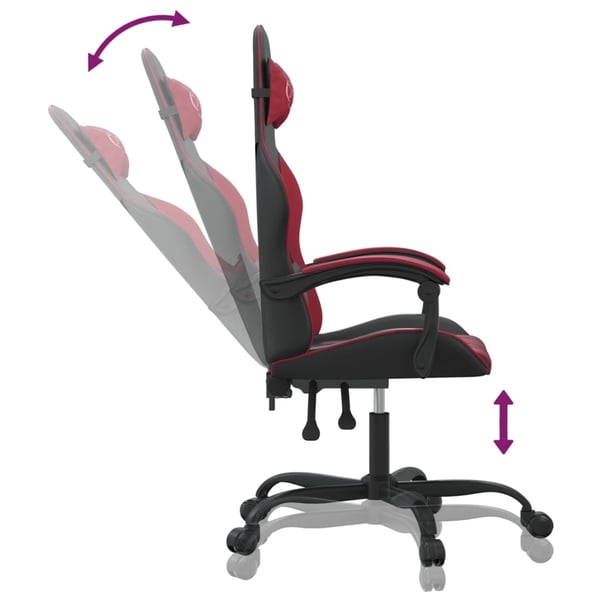 vidaXL drejelig gamingstol kunstlæder sort og vinrød