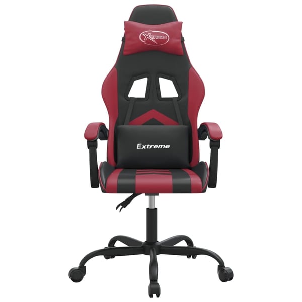 vidaXL drejelig gamingstol kunstlæder sort og vinrød