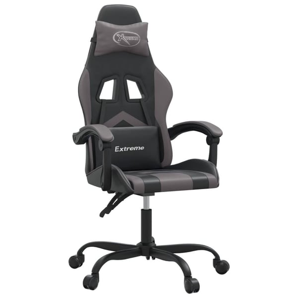 vidaXL drejelig gamingstol kunstlæder sort og grå