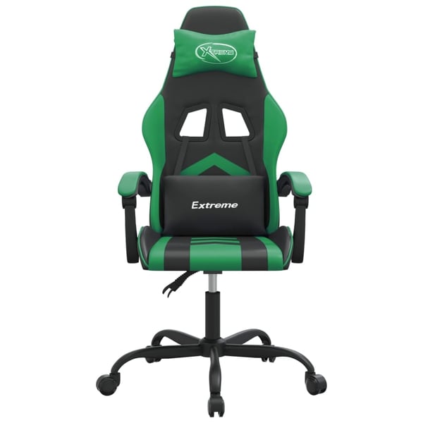 vidaXL drejelig gamingstol kunstlæder sort og grøn