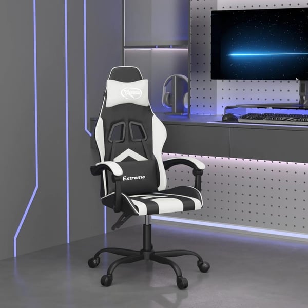 vidaXL drejelig gamingstol kunstlæder sort og hvid