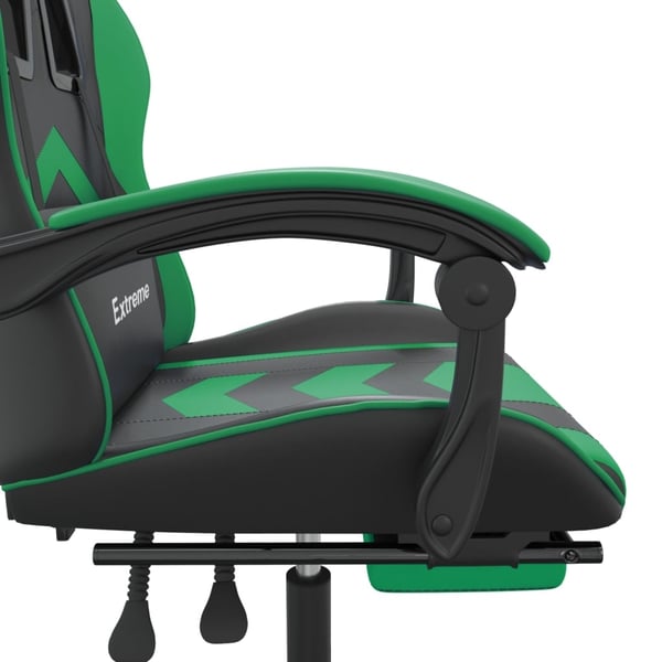 vidaXL drejelig gamingstol med fodstøtte kunstlæder sort og grøn