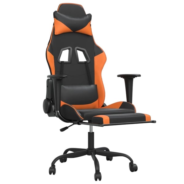 vidaXL gamingstol med fodstøtte kunstlæder sort og orange