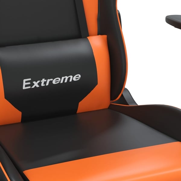 vidaXL gamingstol med fodstøtte kunstlæder sort og orange