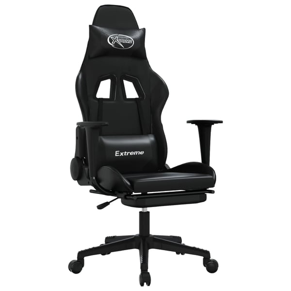 vidaXL gamingstol med fodstøtte kunstlæder sort