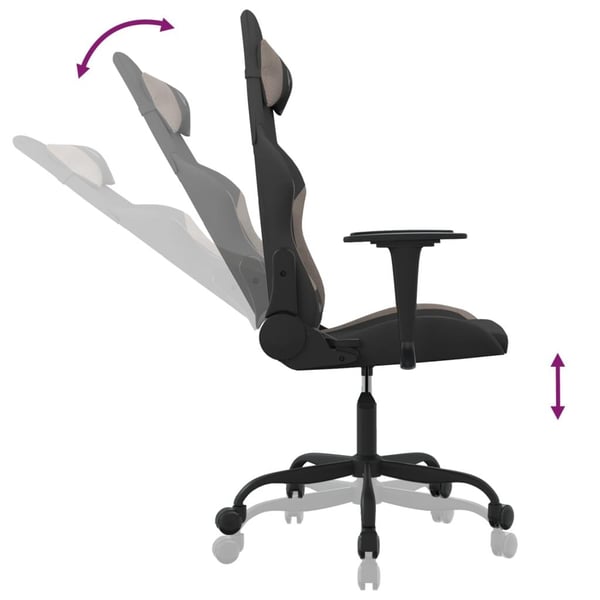 vidaXL gamingstol stof sort og gråbrun