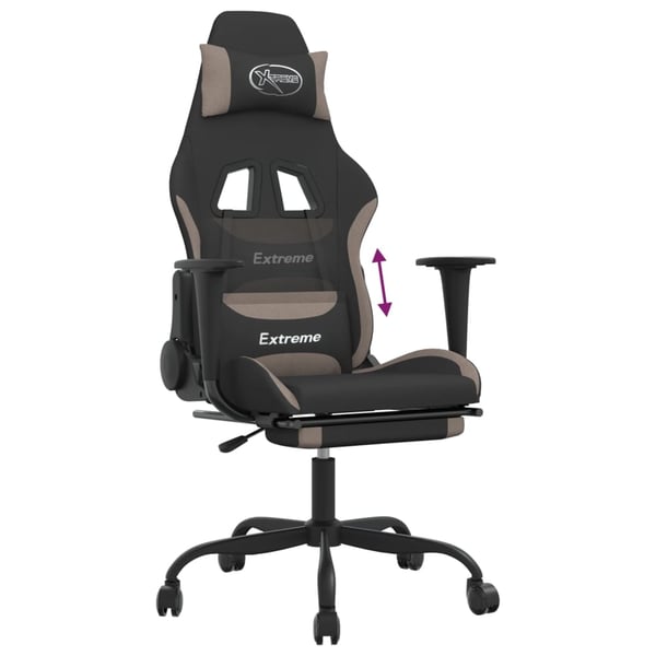 vidaXL gamingstol med fodstøtte stof sort og gråbrun