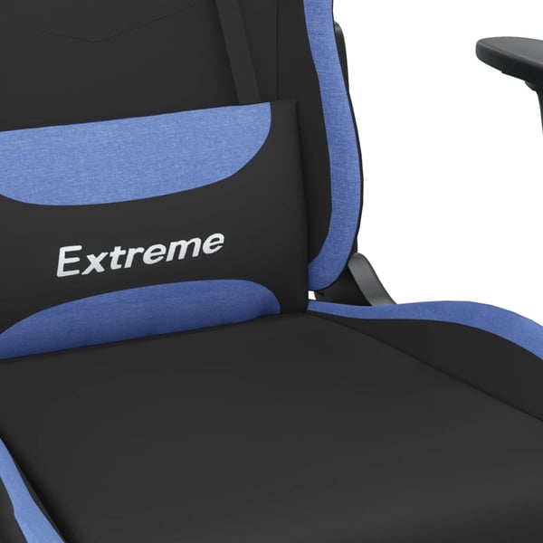 vidaXL gamingstol med fodstøtte stof sort og blå
