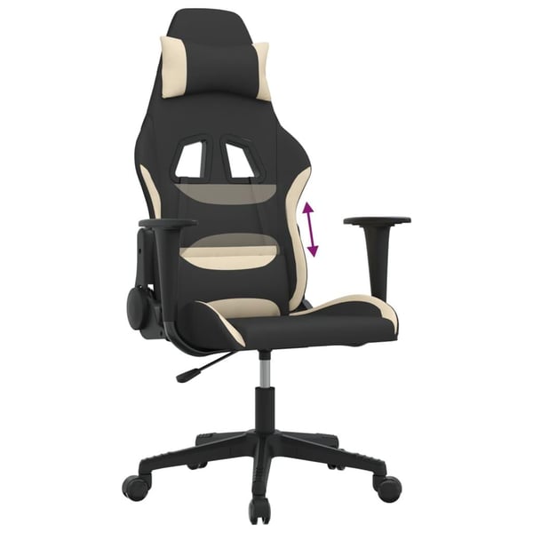 vidaXL gamingstol stof sort og cremefarvet