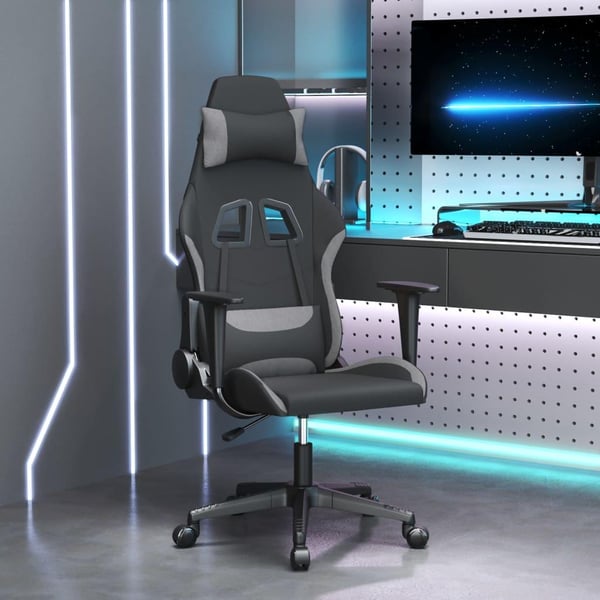 vidaXL gamingstol stof Sort og lysegrå