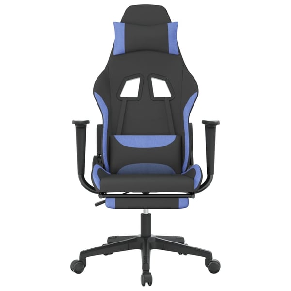 vidaXL gamingstol med fodstøtte stof sort og blå