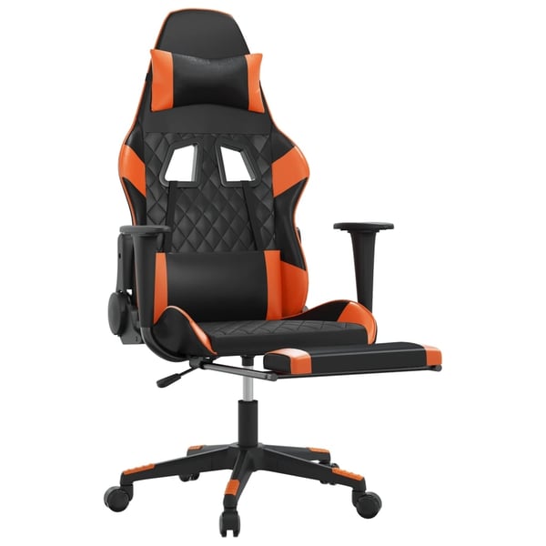 vidaXL gamingstol med fodstøtte kunstlæder sort og orange