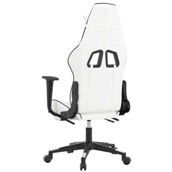 vidaXL Gamingstol med fotstöd vit och svart konstläder