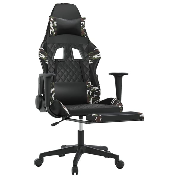 vidaXL gamingstol med fodstøtte kunstlæder sort og camouflage