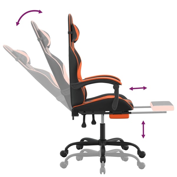 vidaXL gamingstol med fodstøtte kunstlæder sort og orange